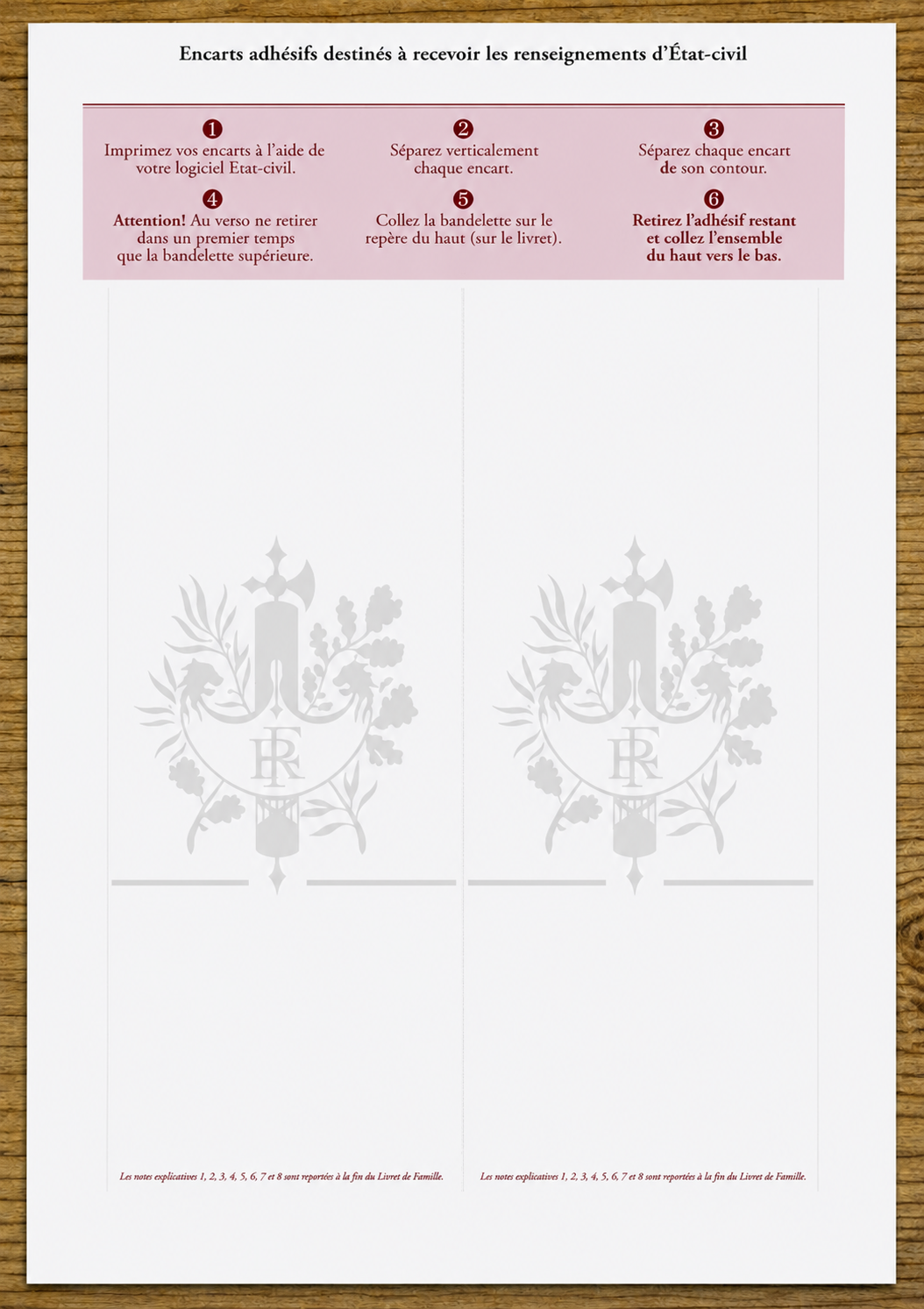CE1032 ENCART ADHESIF LIVRET DE FAMILLE
