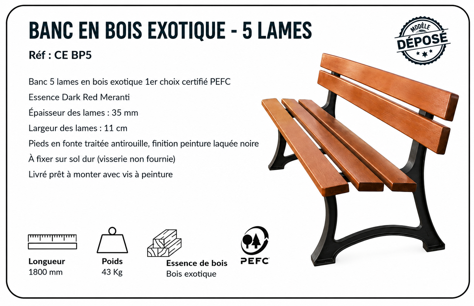 banc-bois-exotique-5-lames-fonte-noire-bp5