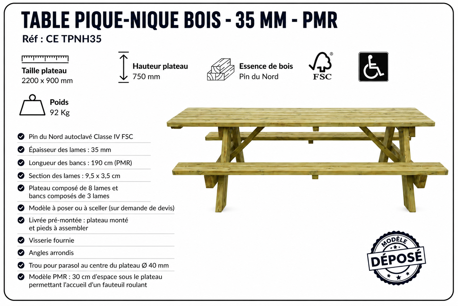 table-pique-nique-bois-pmr-35mm-pin-du-nord