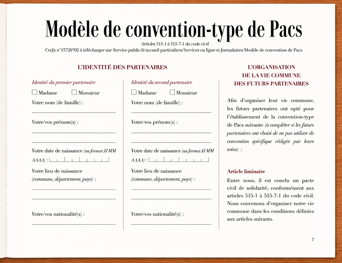 guide du pacs ville
