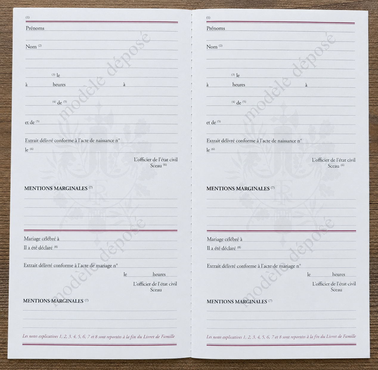 livret de famille manuscrit intérieur mairie