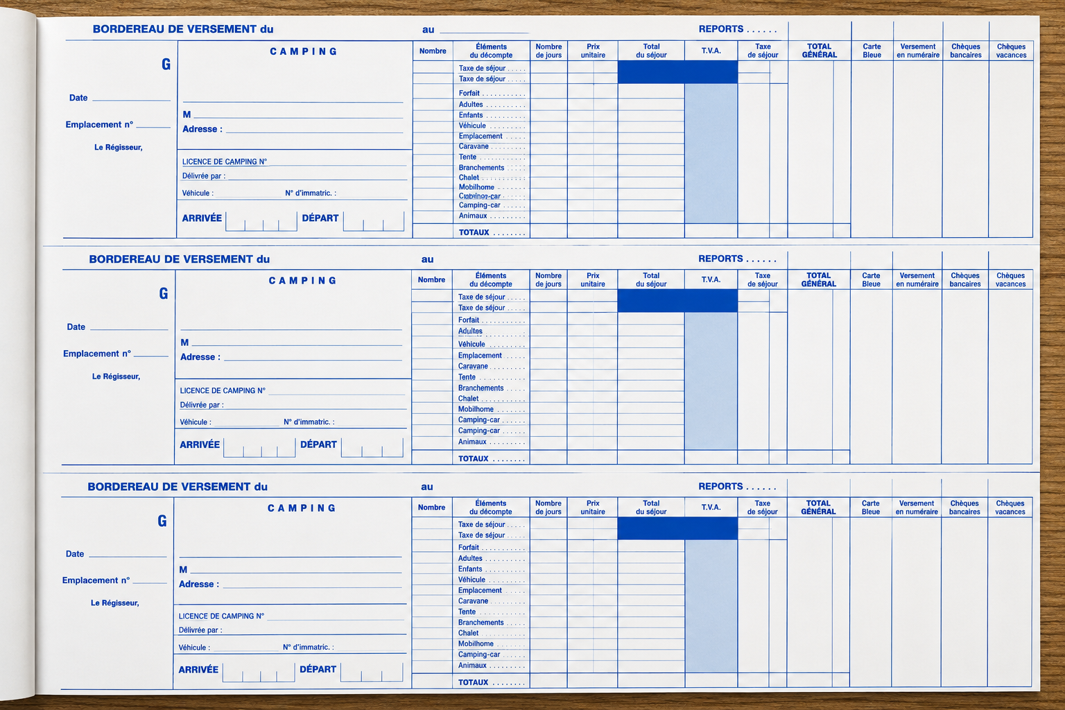 carnet de recettes de camping intérieur