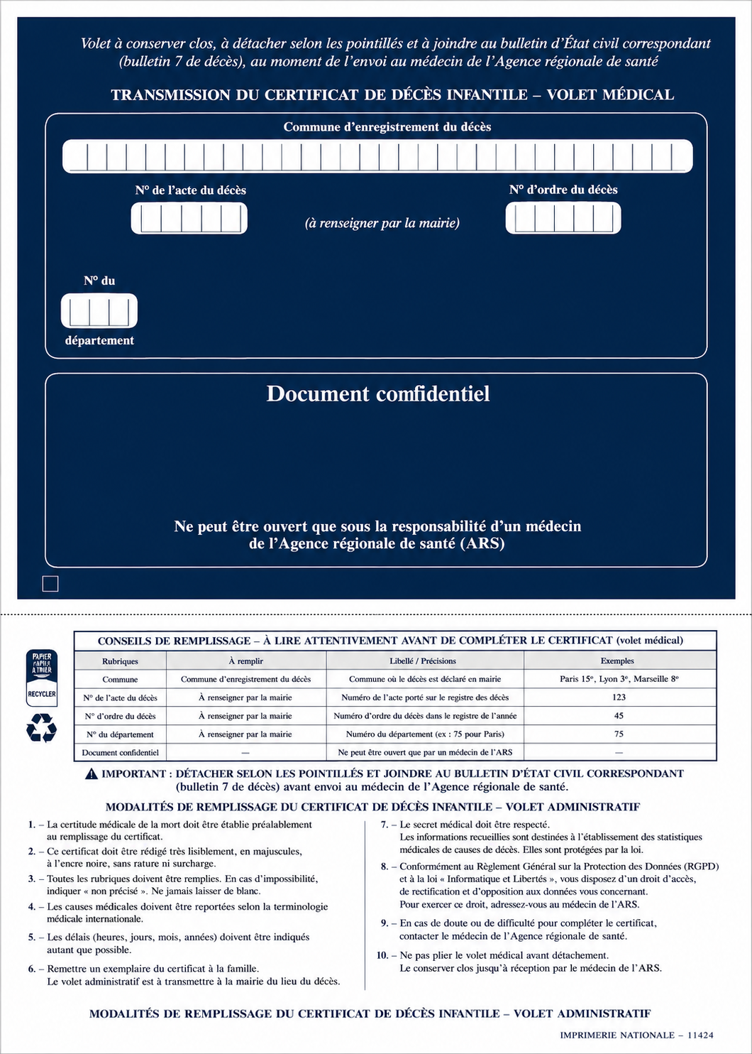 certificat de décès verso