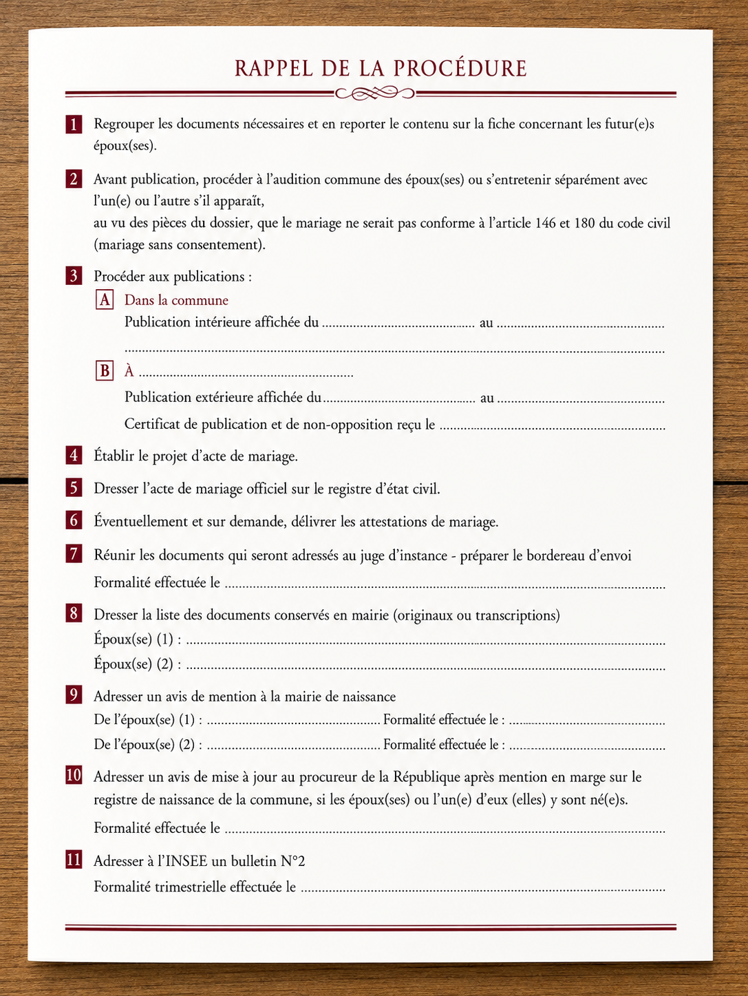 dossier de mariage mairie