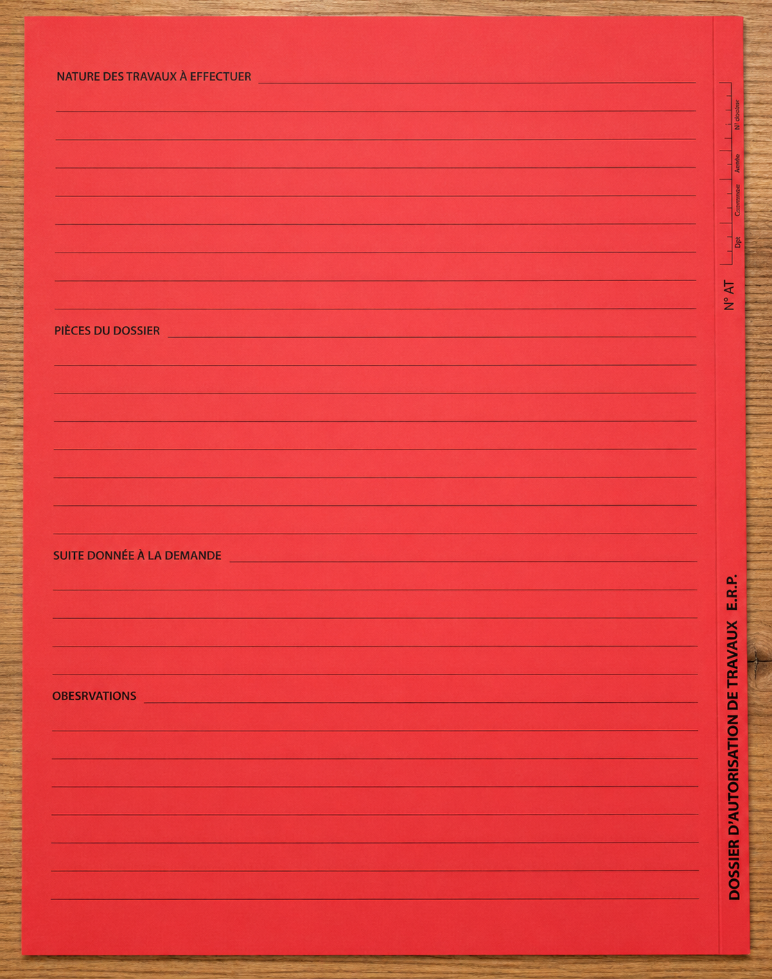 chemise de classement AT ERP