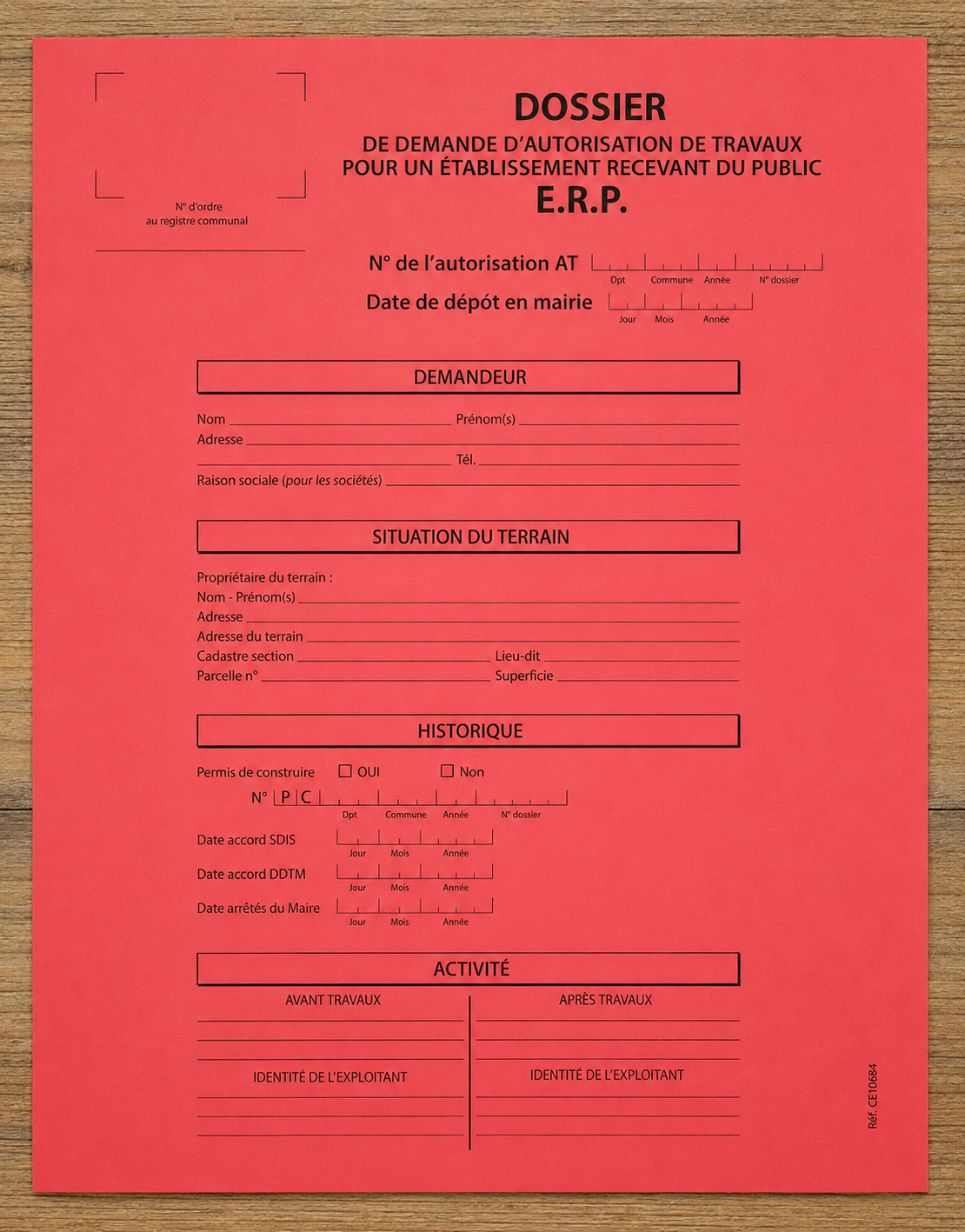 chemise de classement AT ERP mairie