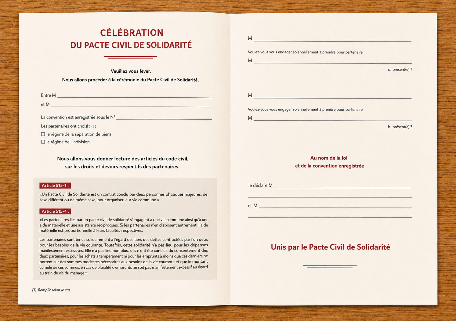 célébration du pacs interieur