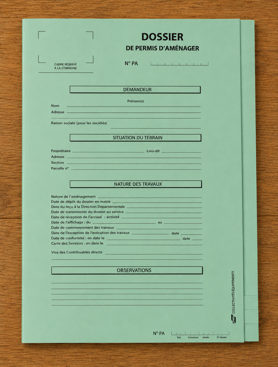 Chemise de classement Permis daménager