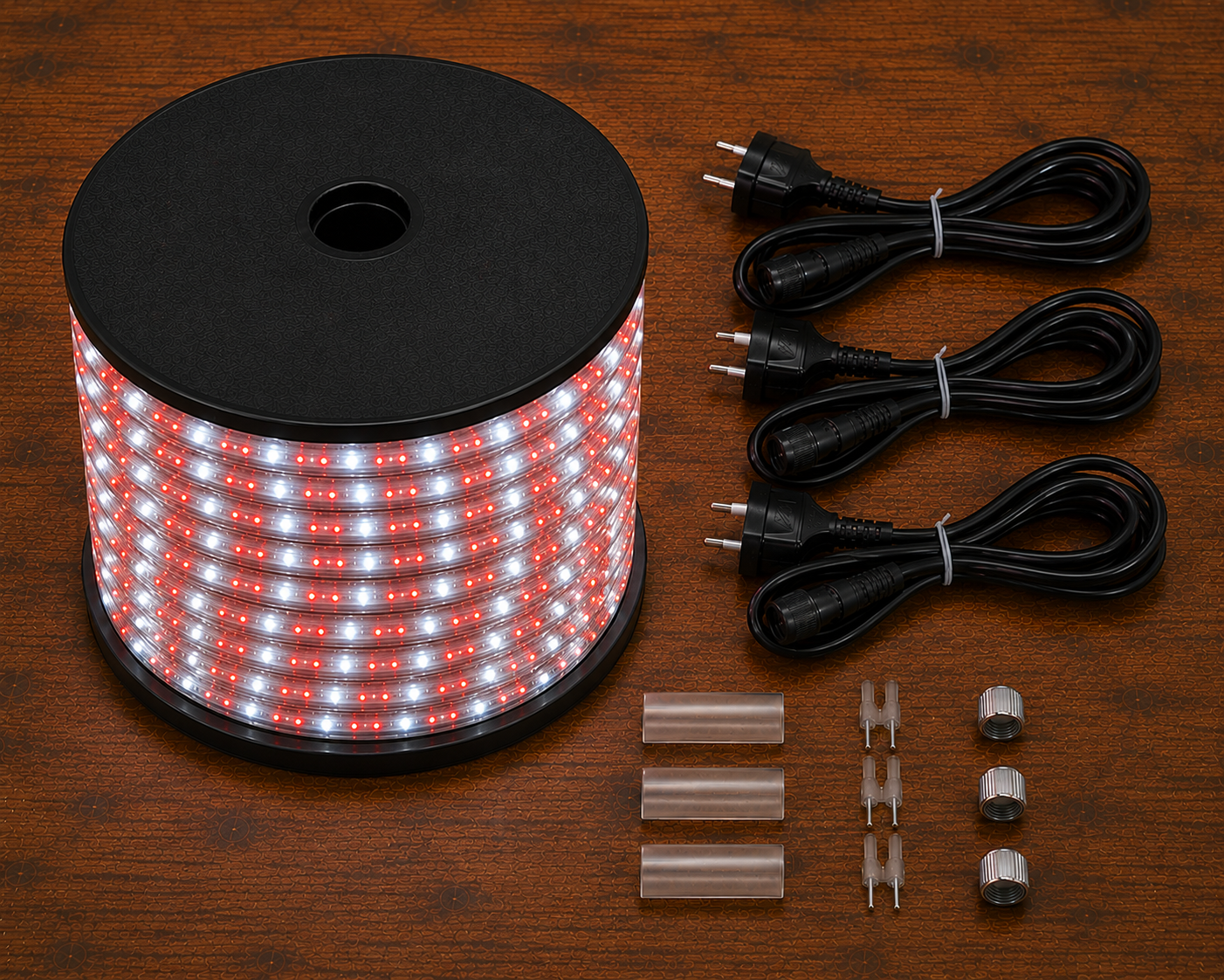 Cordon led rouge pétillant avec 3 kits dalimentation