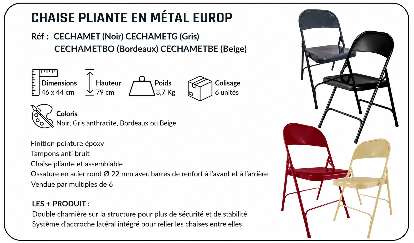 chaise-pliante-metal-europ-noir-gris-bordeaux-beige