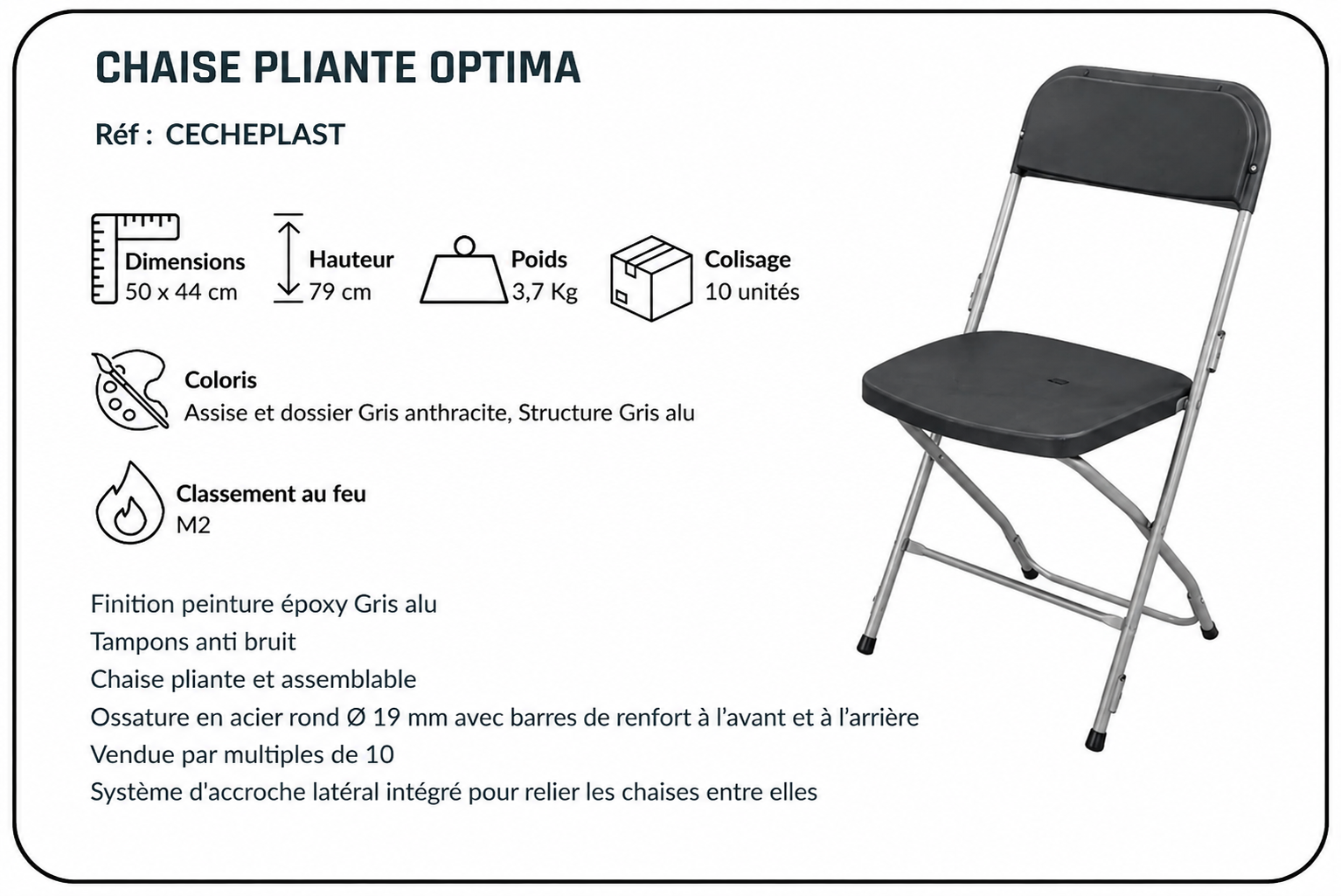 chaise-pliante-optima-m2-gris-anthracite