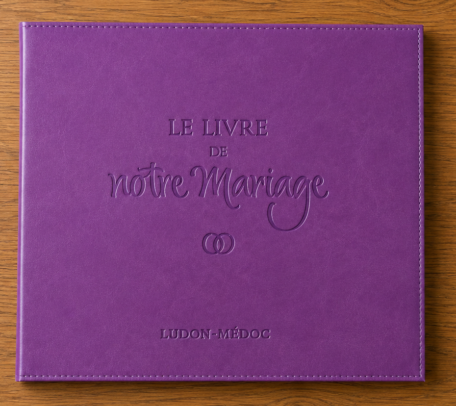 Le livre de notre mariage étui smili cuir lilas