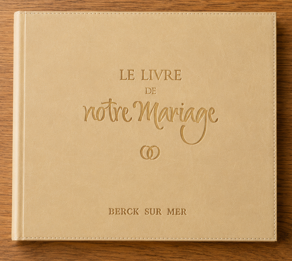 le livre de notre mariage etui simili cuir sable