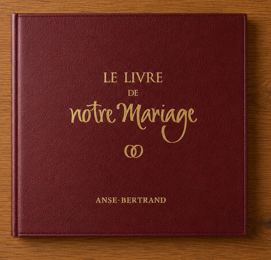 Le livre de notre mariage etui simili cuir bordeaux mairie