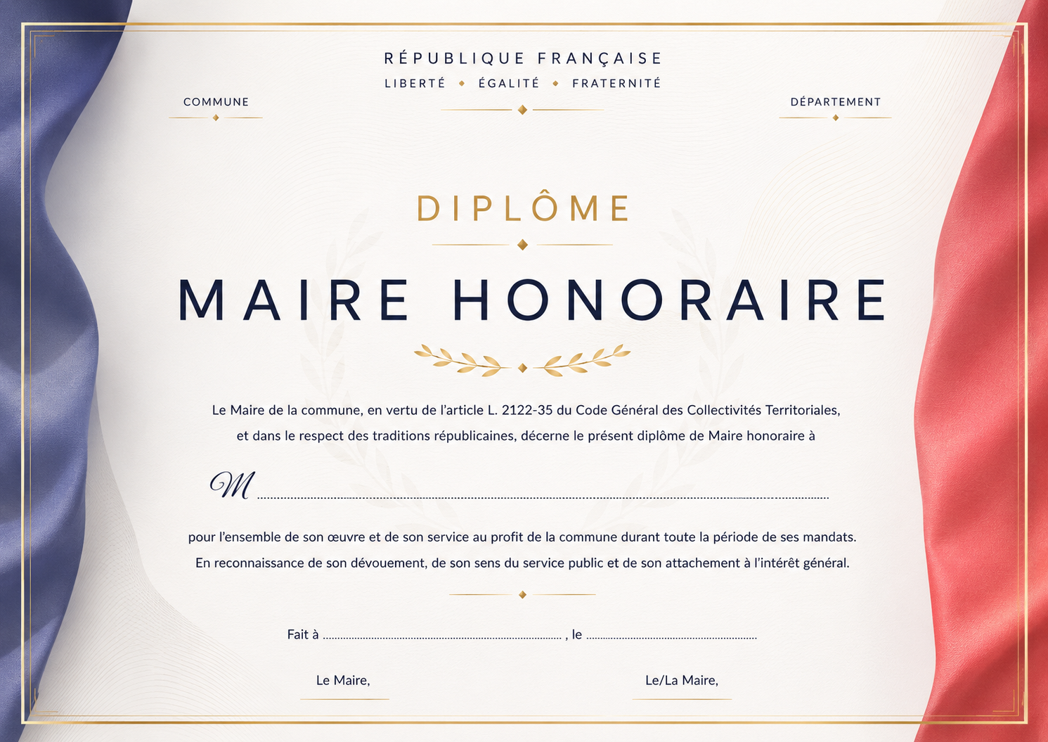 diplome maire honoraire mairie