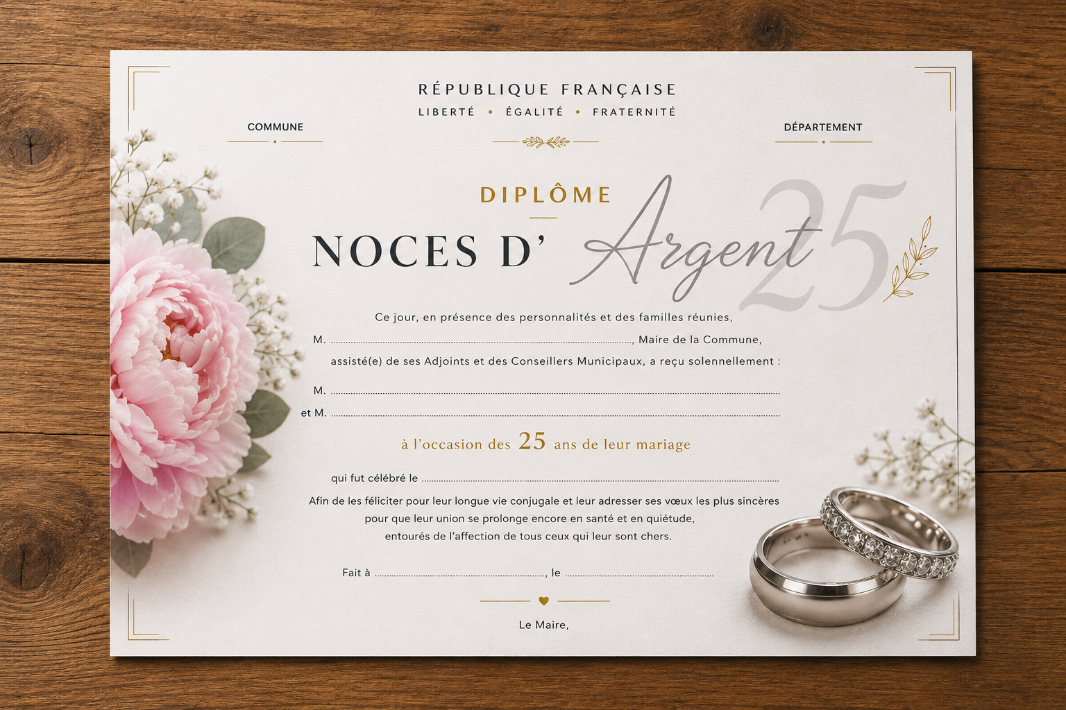diplome noces dargent 25