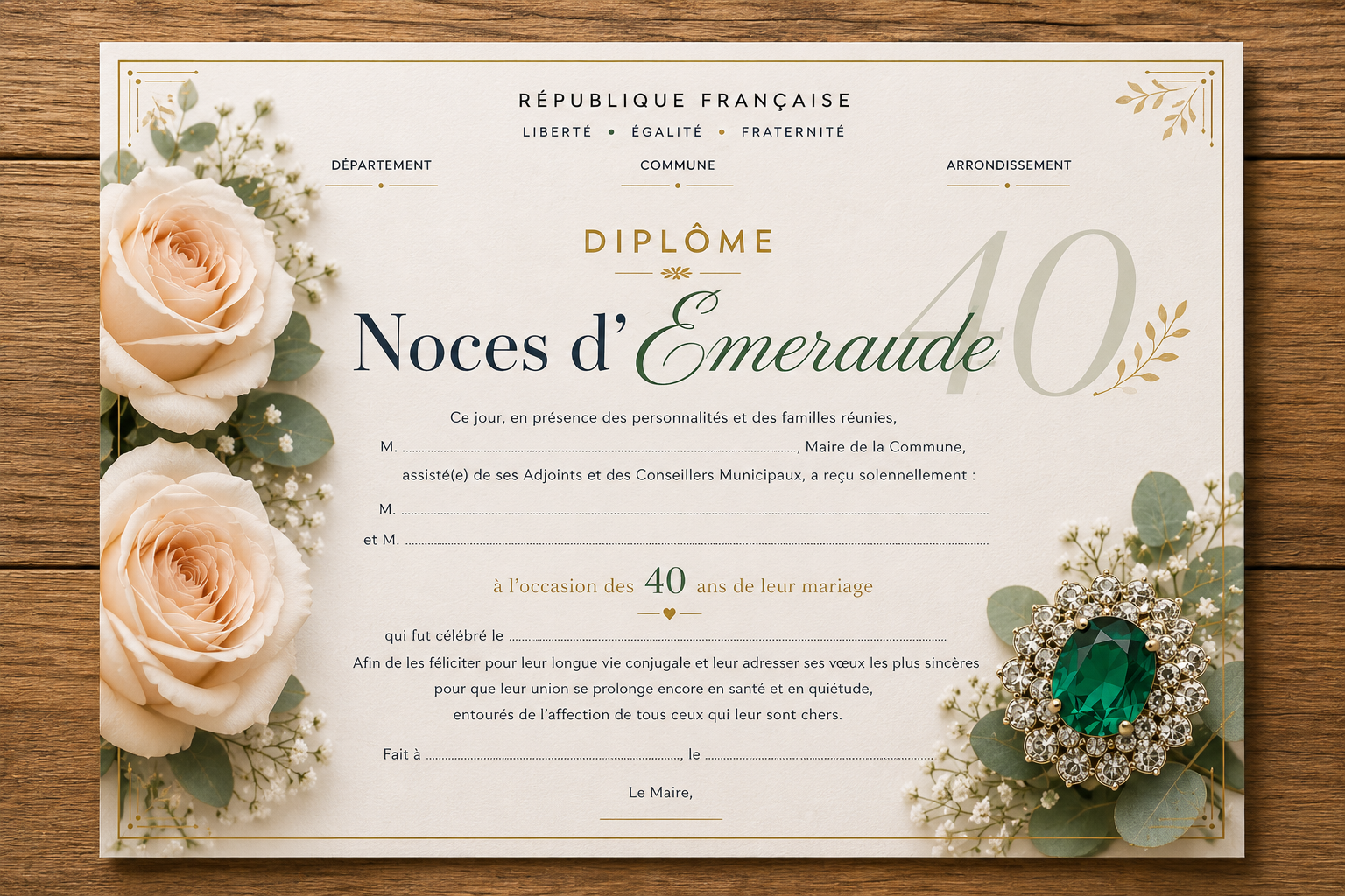 diplome noces démeraude 40