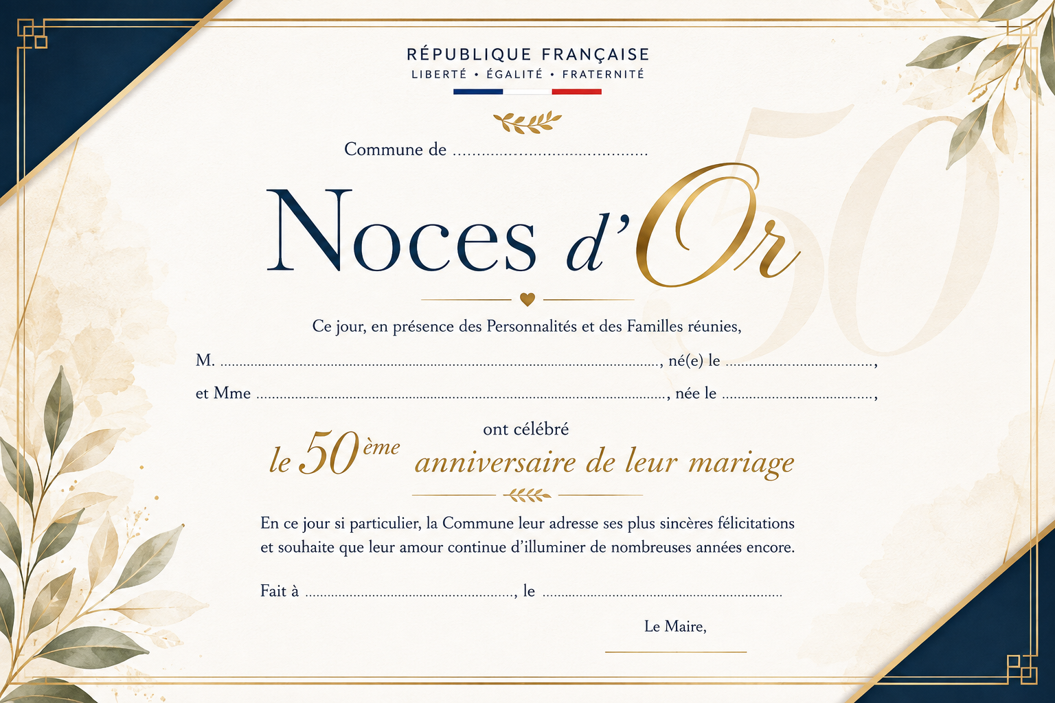 diplome de noce dOr