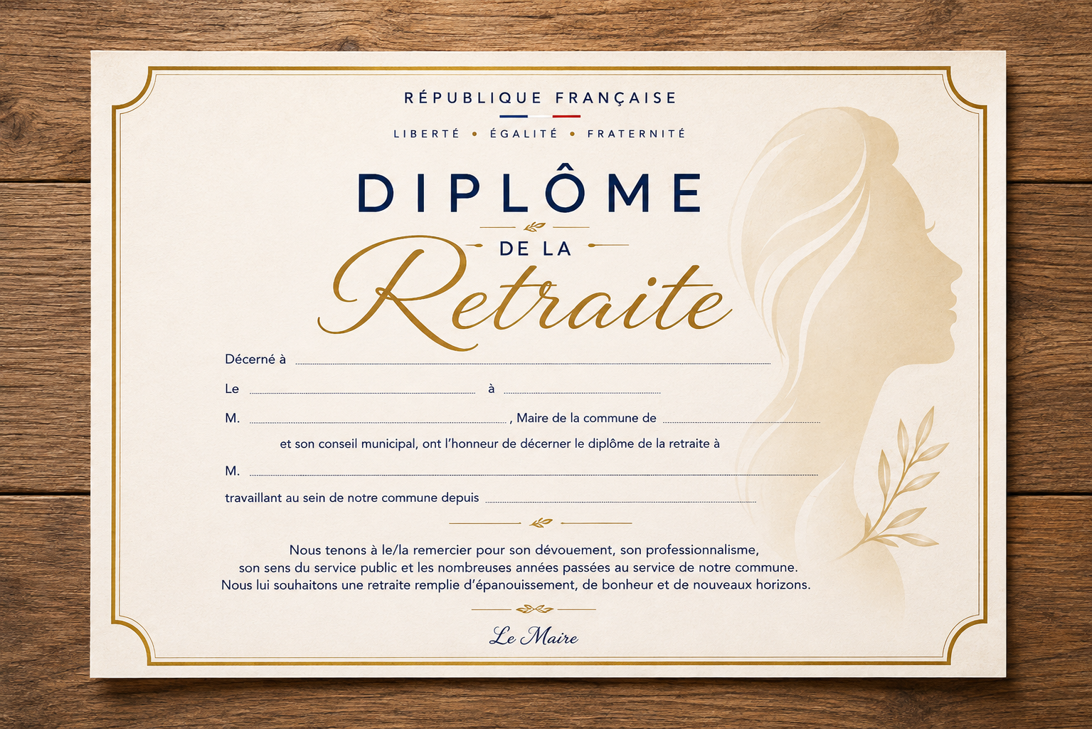 diplome de la retraite mairie