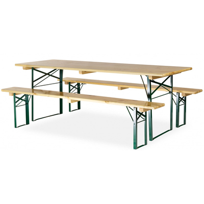 Table Avec Banc En Bois 220x80 Cm Pietement Tubulaire