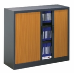 Armoire basse rideaux bois meuble bureau