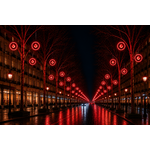 DECOR CERCLE FIXE +BOULE PAILLETE ROUGE