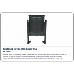 Corbeille métal demi-ronde 35 L pour espaces publics
