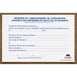 récépissé de lenregistrement de la déclaration conjointe des partenaires du Pacte Civil de Solidarité