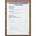 Avis de dépôt pour demande durbanisme intérieur