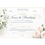 diplome de noces de porcelaines 20 mairie