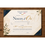 diplome de noce d'Or mairie