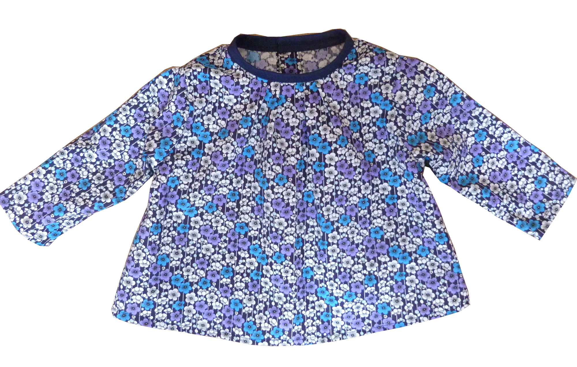 corsage bébé coton imprimé fleurs bleues