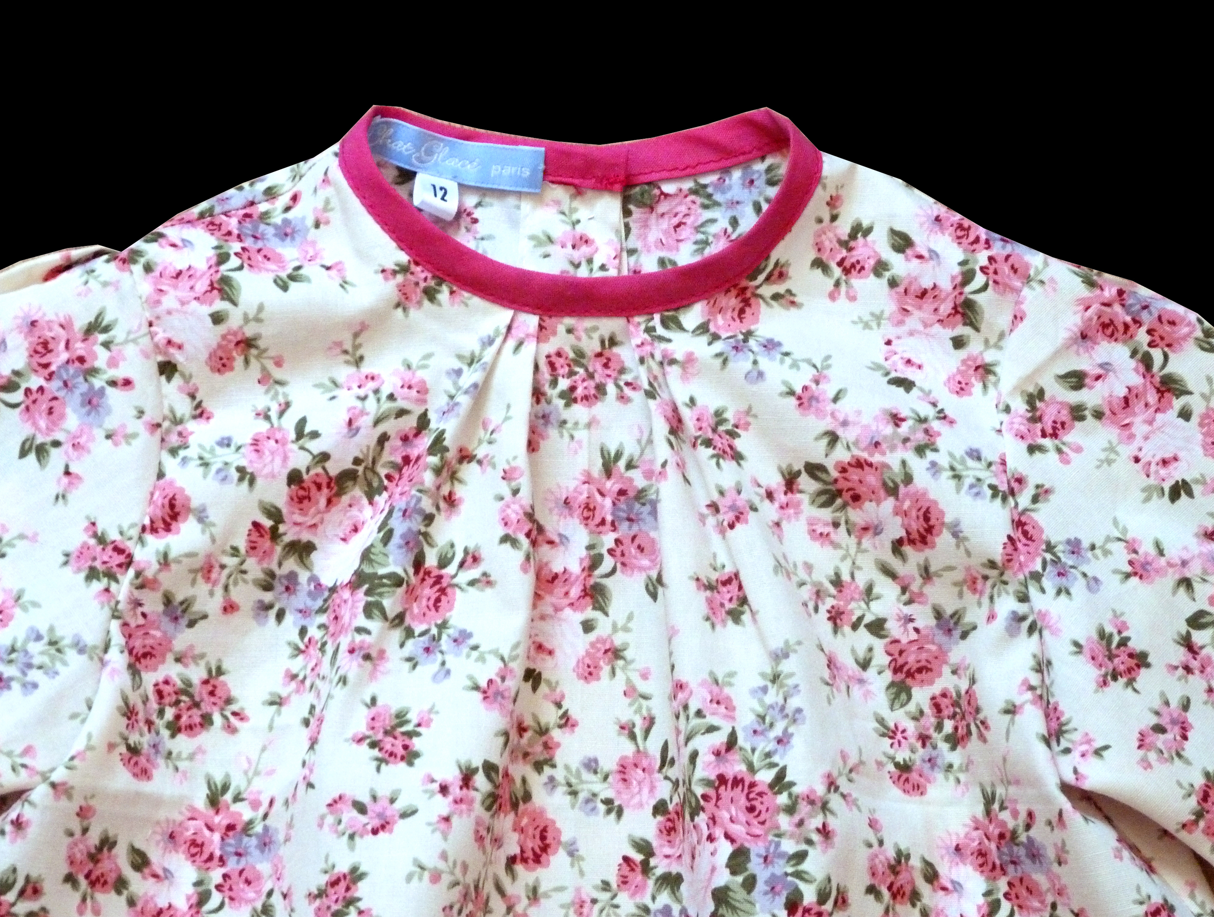 corsage enfant coton imprimé fleurs rose Loulou