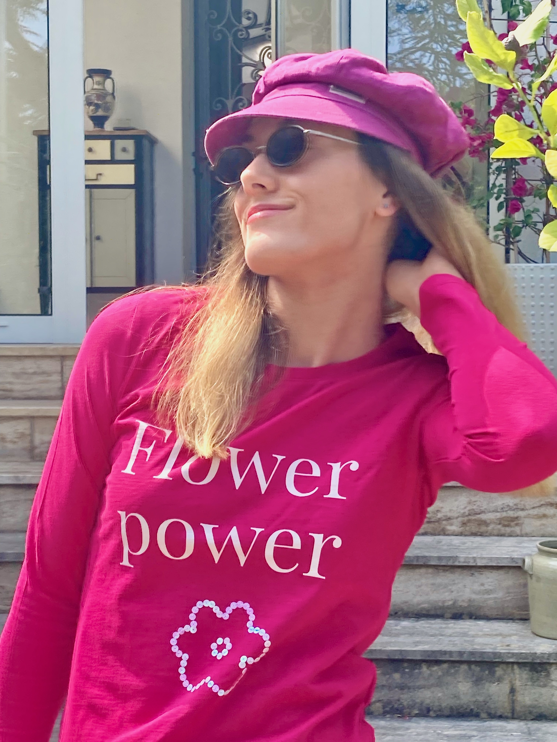 t shirt fushia femme imprime