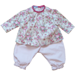 corsage et pantalon bébé rose pale imprimé fleurs
