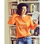 t-shirt femme orange imprimé et brodé blanc
