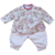 corsage et pantalon bébé rose pale imprimé fleurs