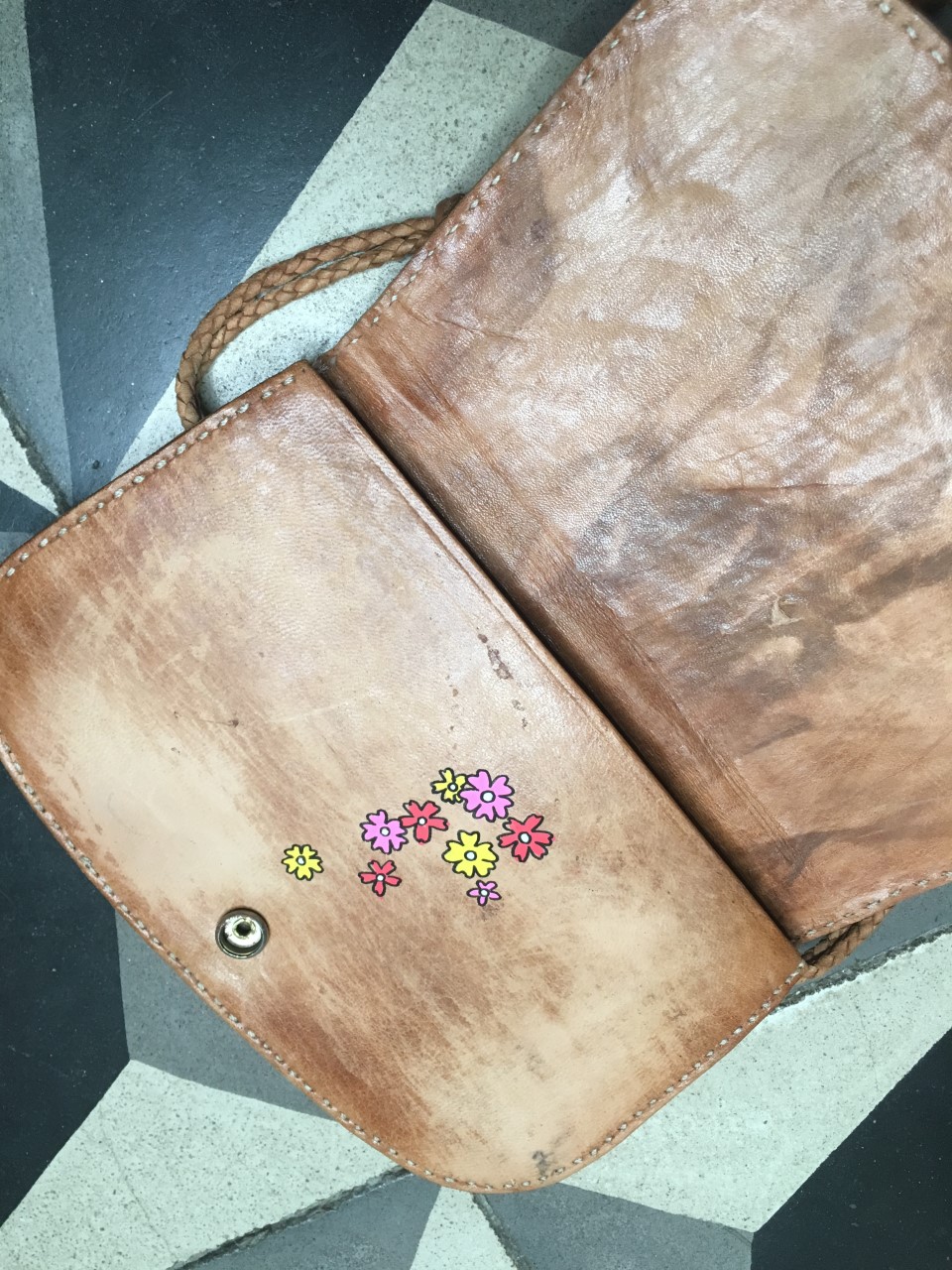 sac vintage fleurs intérieur