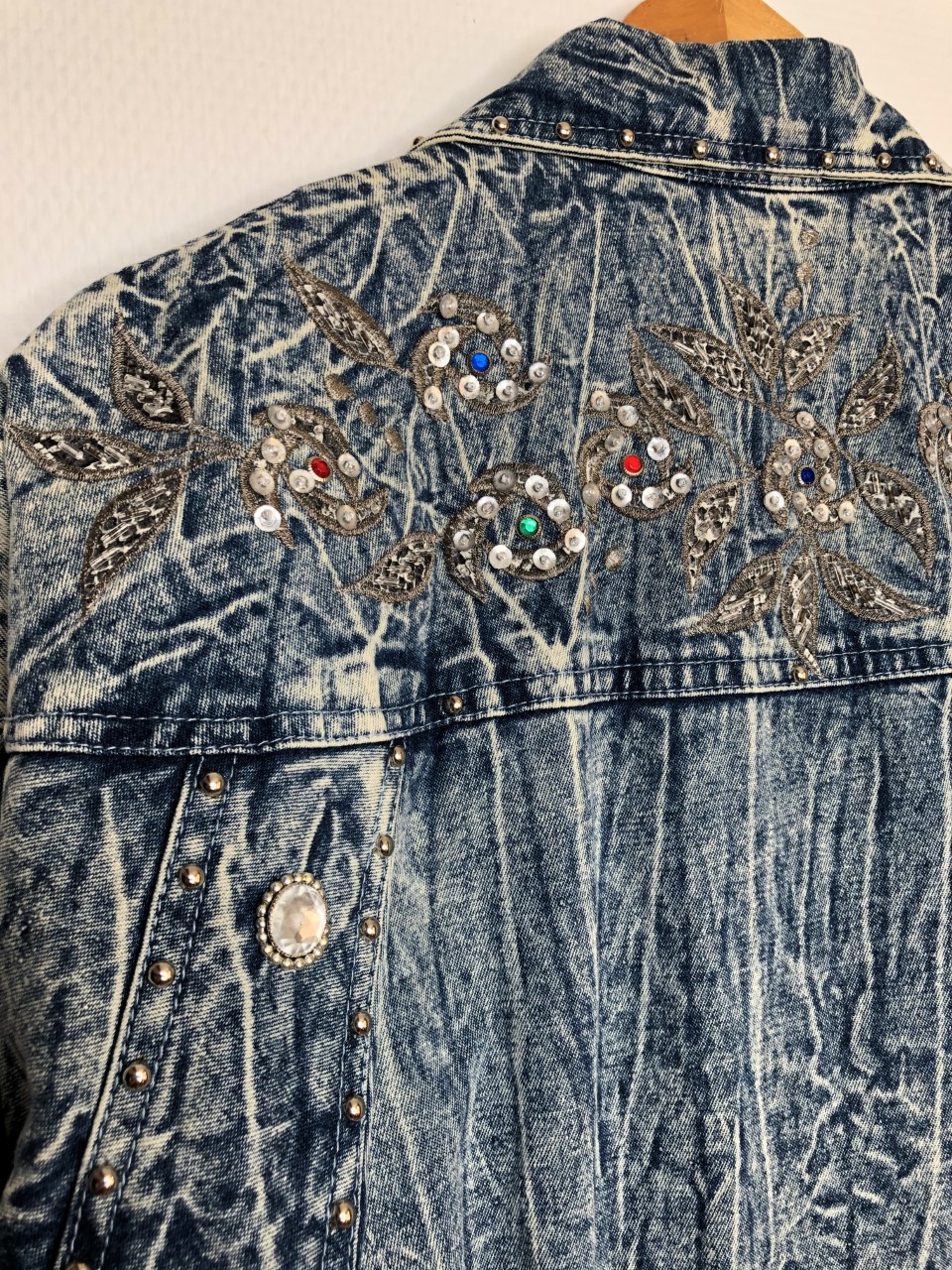 veste en jean bleached vintage détail dos