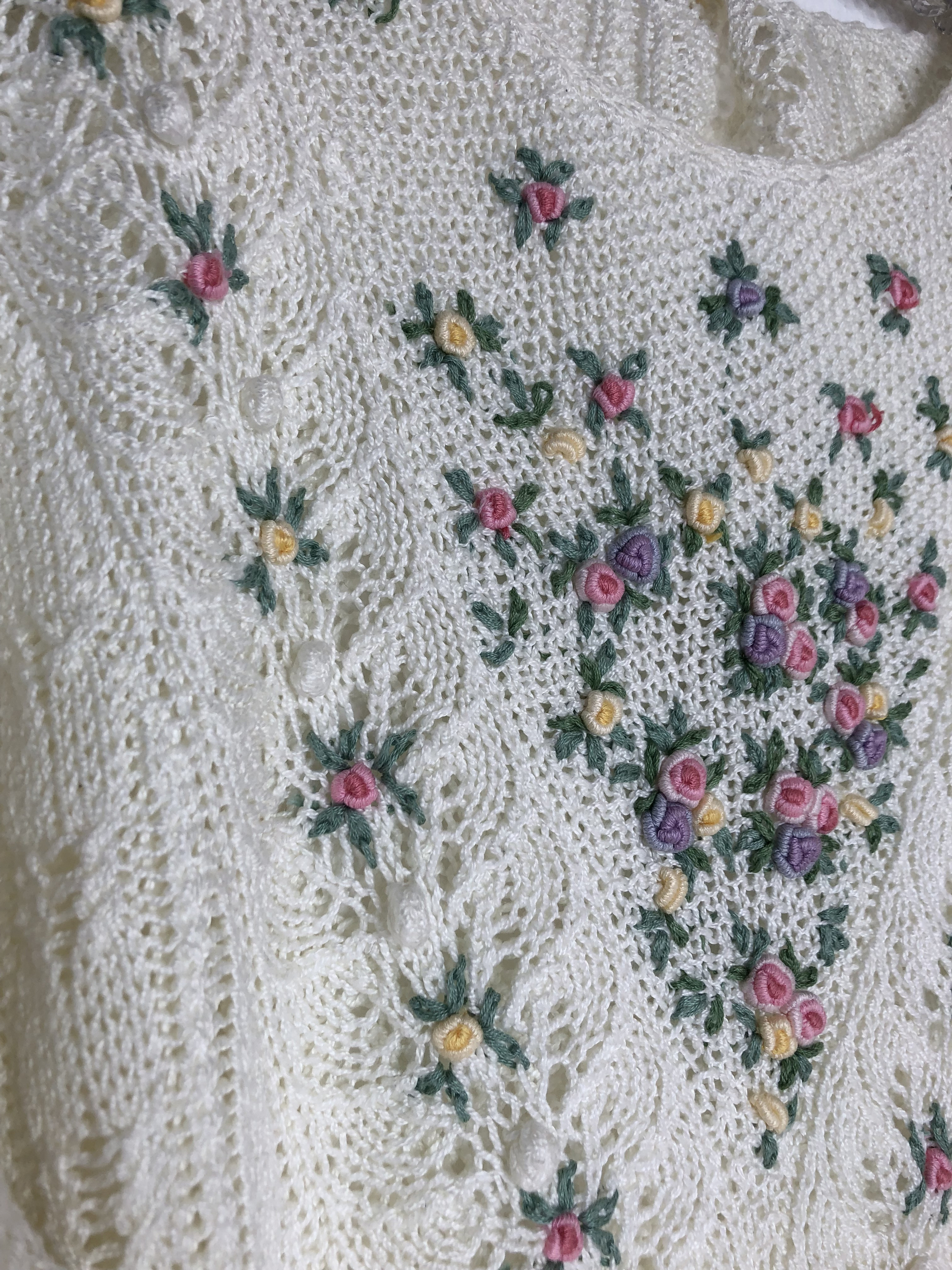 pull crochet vintage détail