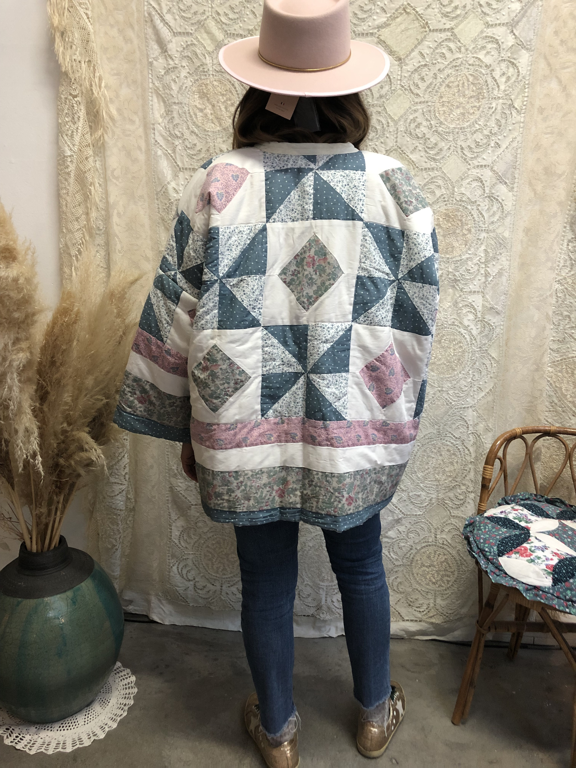 veste kimono patchwork n°21 porté dos