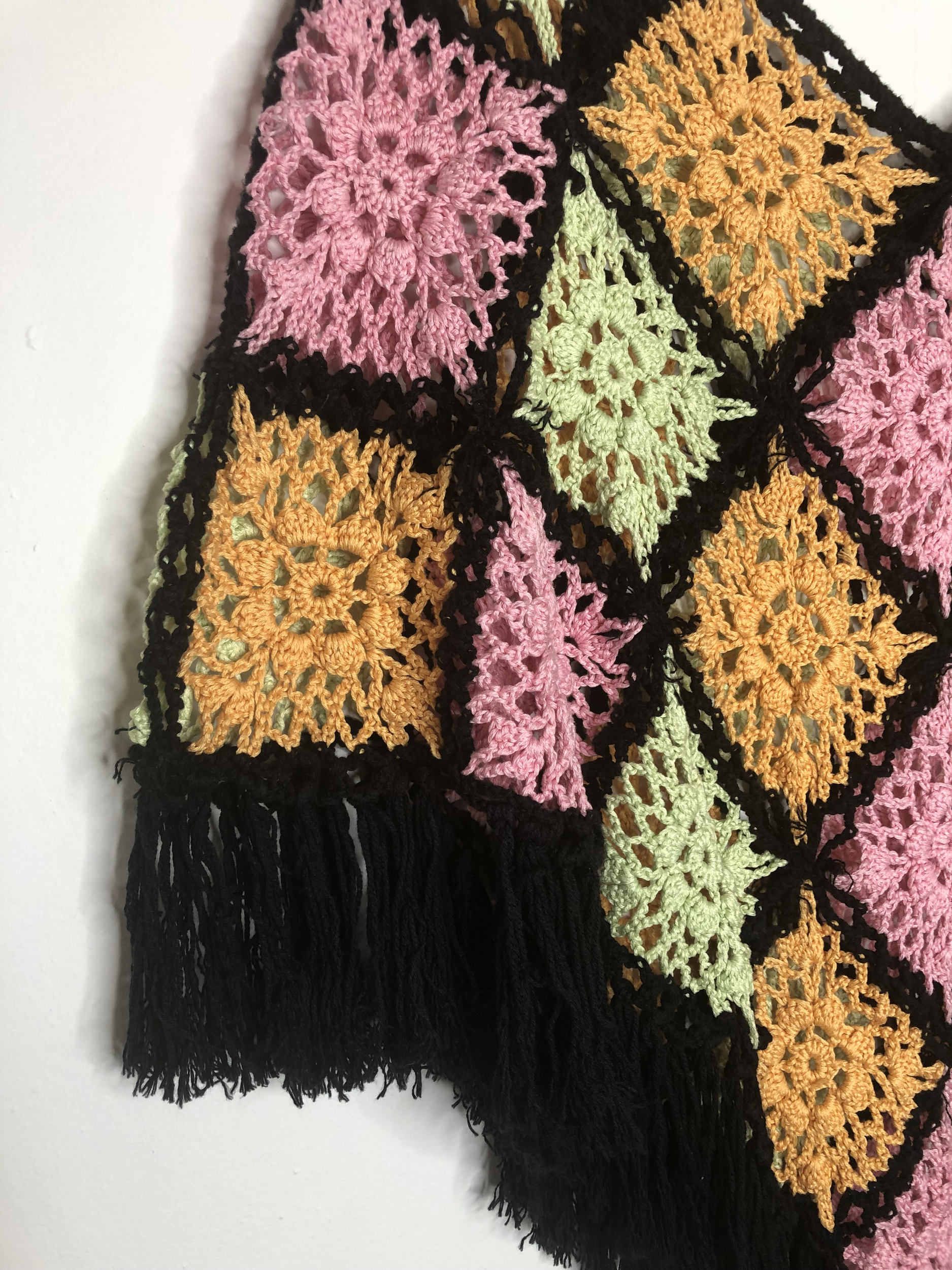 poncho crochet vintage détail