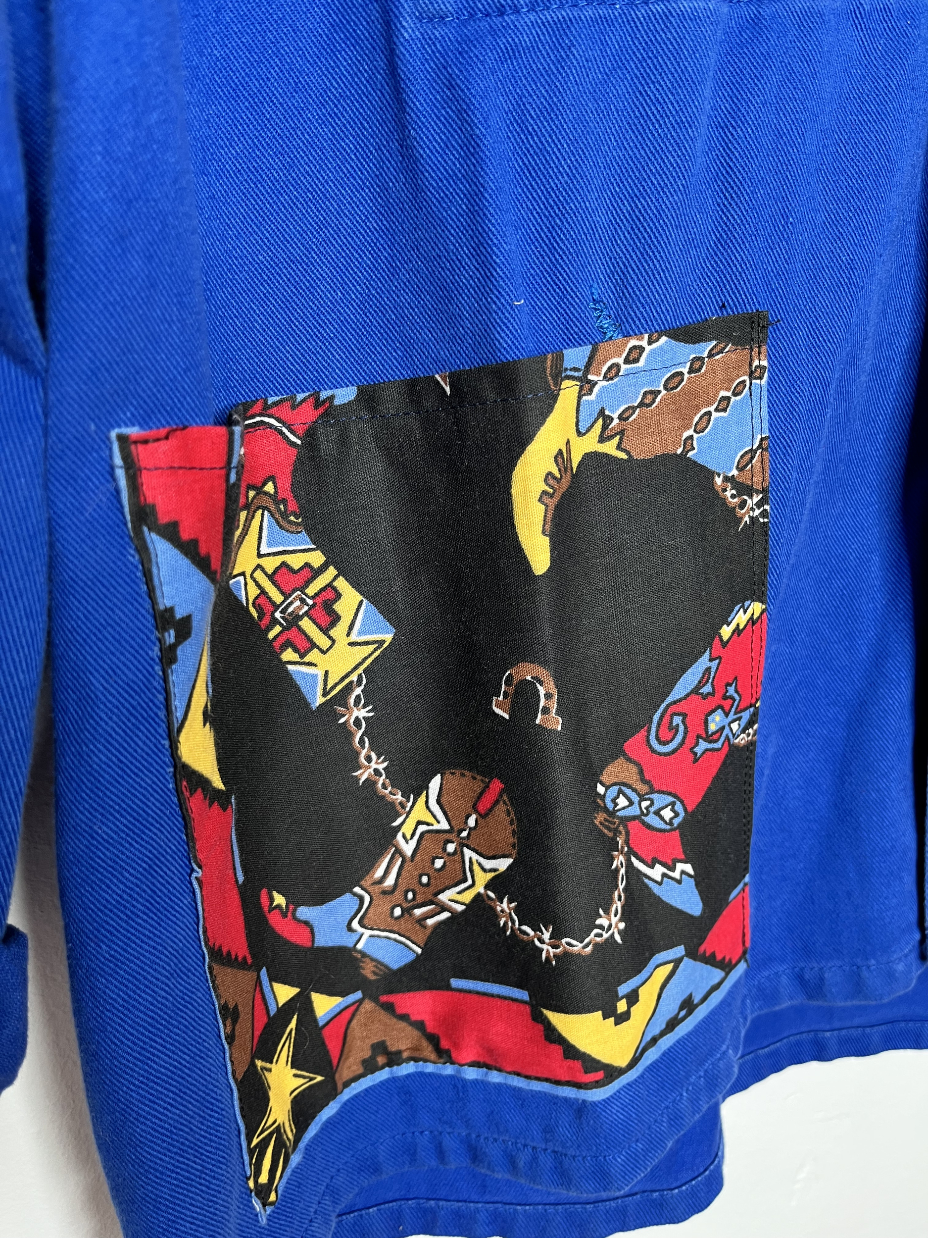 veste bleu de travail vintage mio amore vintage détail poches