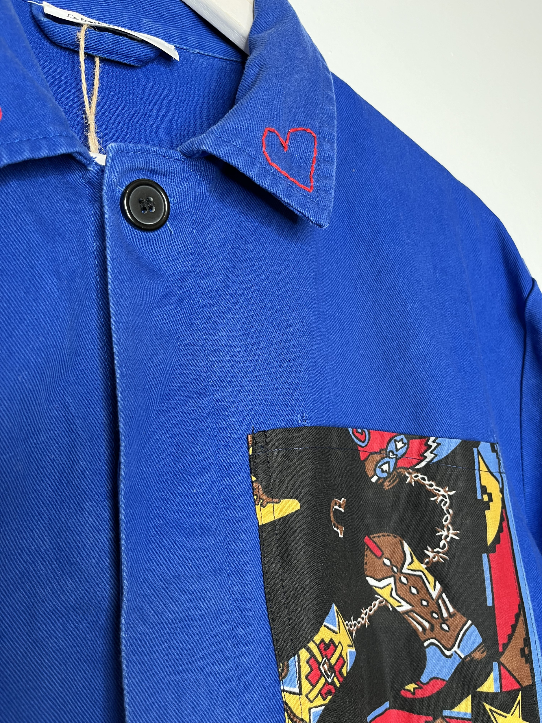 veste bleu de travail vintage mio amore détail col