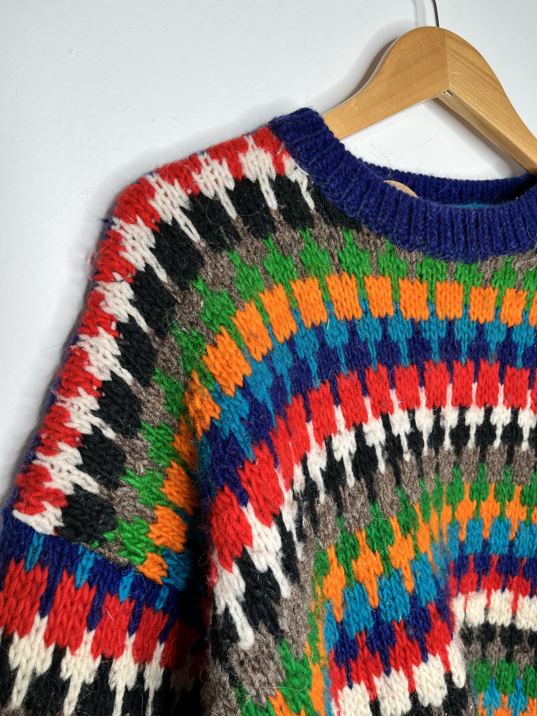 pull laine multicolore vintage détail