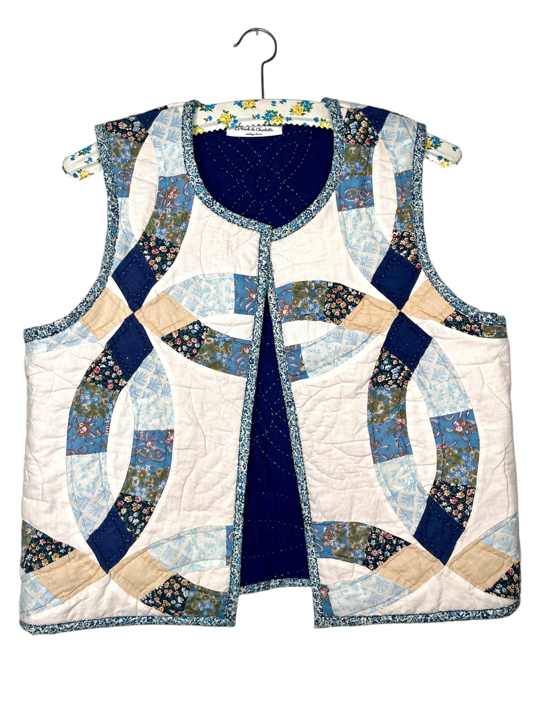 gilet sans manches patchwork bleu 3