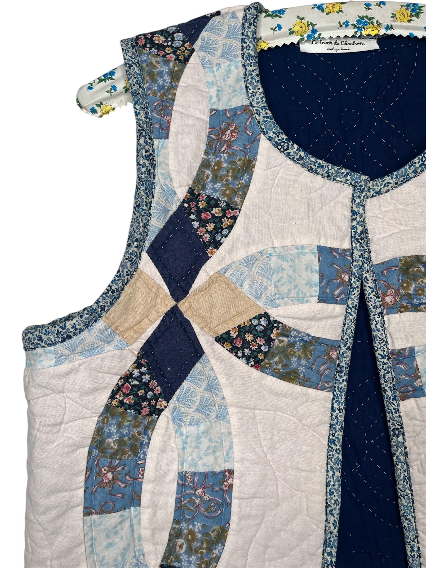 gilet sans manches patchwork bleu 4