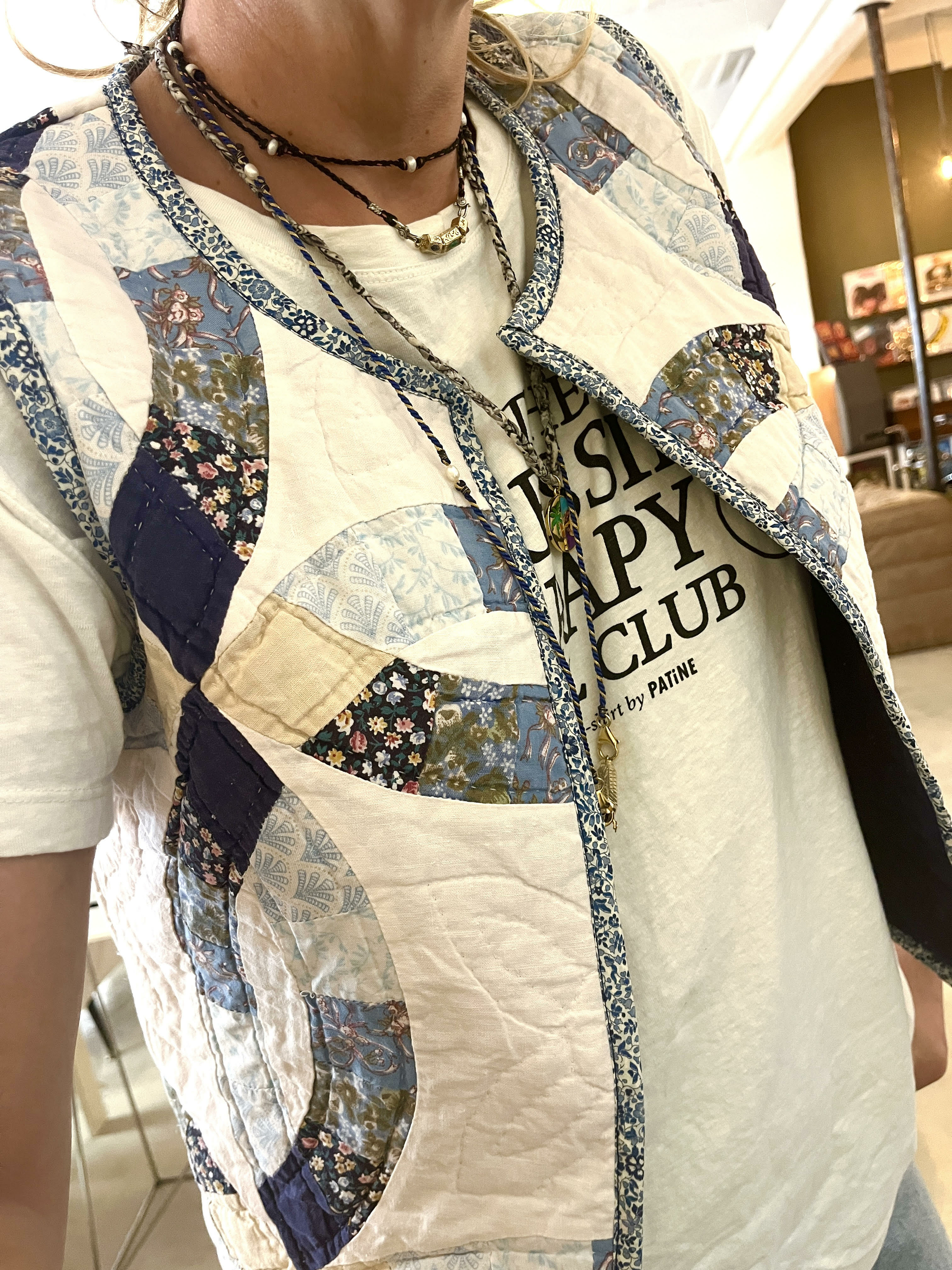 gilet sans manches patchwork bleu 2