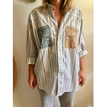 CHEMISE BANDANA GRIS ET BEIGE PORTEE BIS