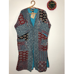 veste kimono indienne patchwork bleue